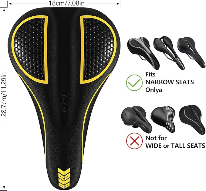 Bike Seat Cushion Gel Padded Bike Seat Cover Extra Soft Comfy for Men Women Comfort,with Peloton Stationary, Exercise, Mountain Bikes, Road & Electric
