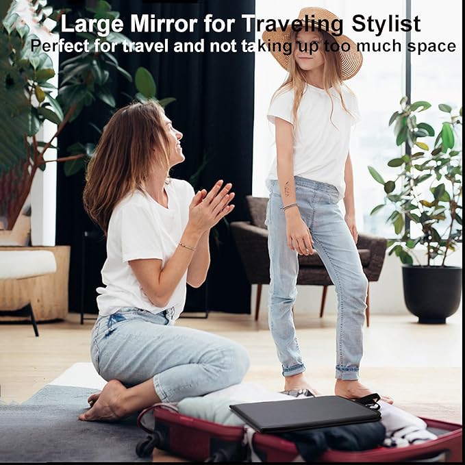 LPHUMEX Foldable Full Length Dance Mirror – 33” Portable Shatterproof Hanging Mirror, Folding Full Length Travel Mirror for Dancing, Camping, RV