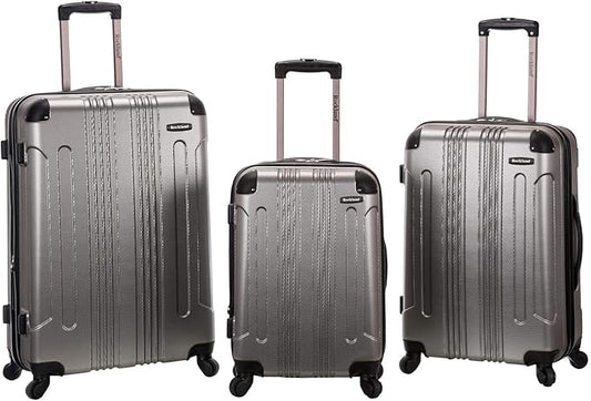 Rockland London Hardside Spinner Wheel Luggage, Silver, 3-Piece Set (20/24/28)