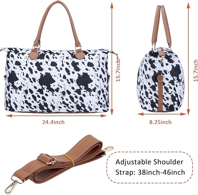 Weekender Bag Duffle Bag For Women Large Travel Tote Bag Overnight Weekend Bags With Shoulder Strap Cow Leopard Atzec…