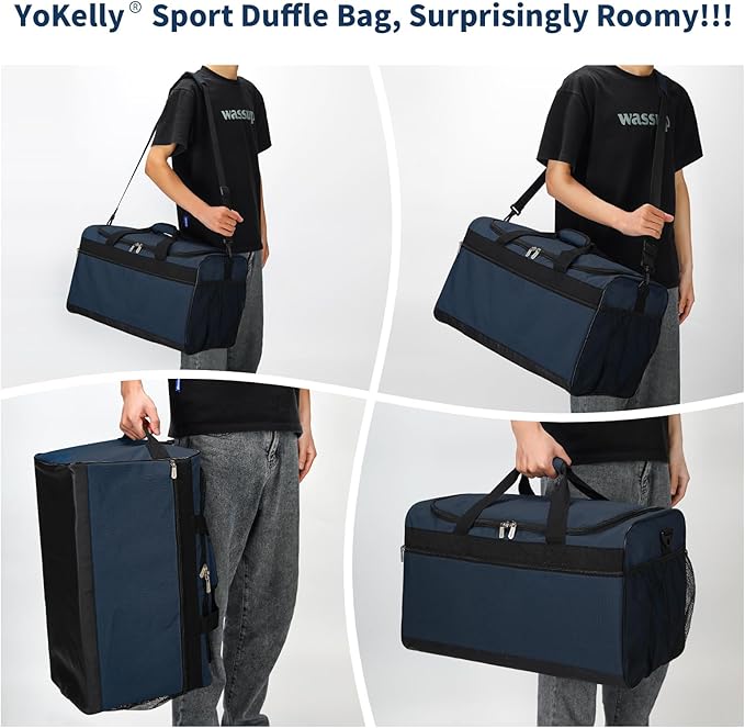 Gym Bag 20 inch Sport Duffle Bag for Men - 40L Weekender Duffel Bag for Travel - Navy Blue