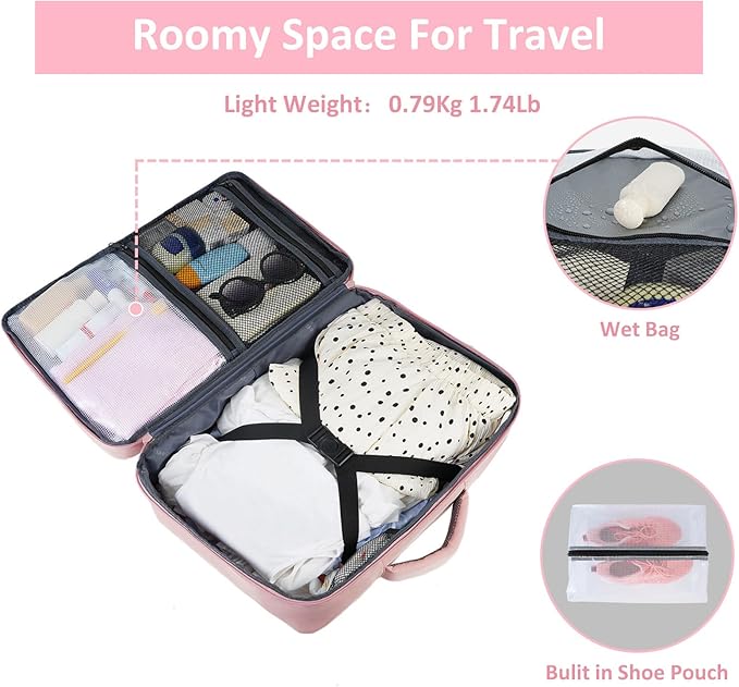 Taygeer Travel Backpack for Women, Carry On Backpack with Water Bottle Pocket & Shoe Pouch, TSA 15.6inch Laptop Mochila Flight Approved, Nurse Bag Casual Daypack for Weekender Business Hiking, Pink