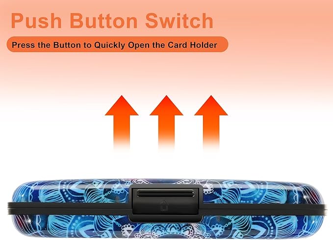 Mayski Credit Card Holder, RFID Blocking, Aluminum Alloy Hard Case, Small Mini Business Metal Wallet for Women Men, Mandala