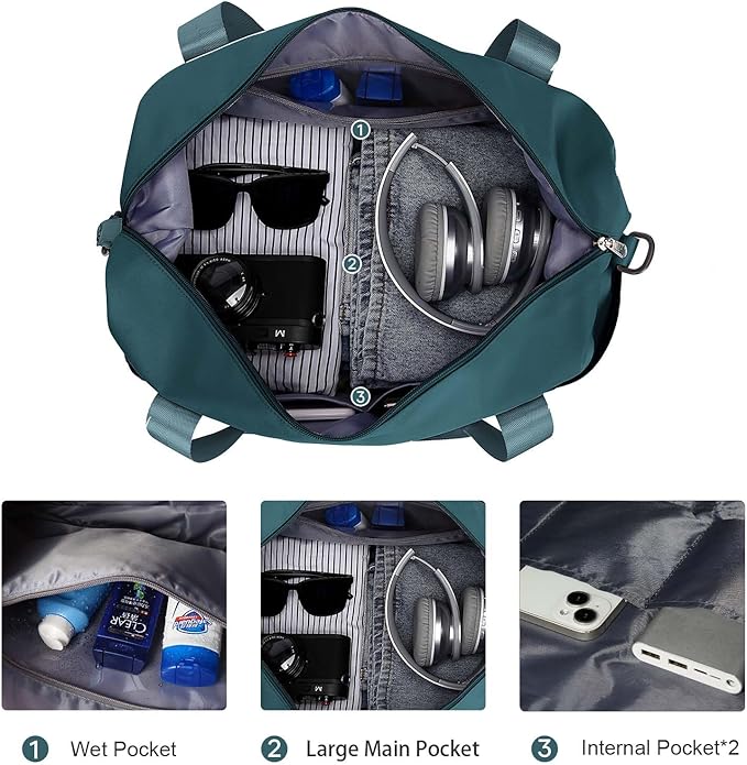 Travel Duffel Bag, Sports Tote Gym Bag, Shoulder Weekender Overnight Bag for Women