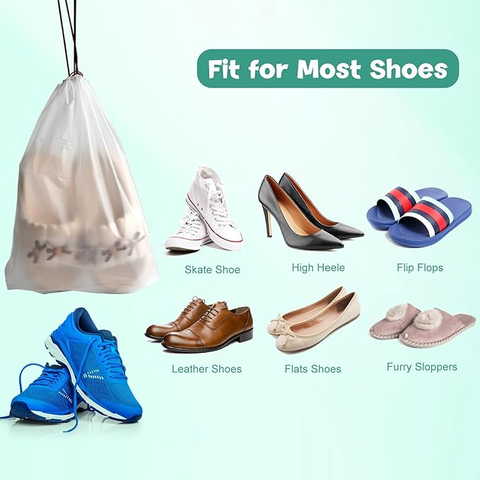 50 Pcs Shoe Bags for Travel, PLULON 15.7" x 11.8" Clear Drawstring Storage Bags Shoes Organizer for Packing Waterproof Dustproof Women Men Portable Travel Essentials