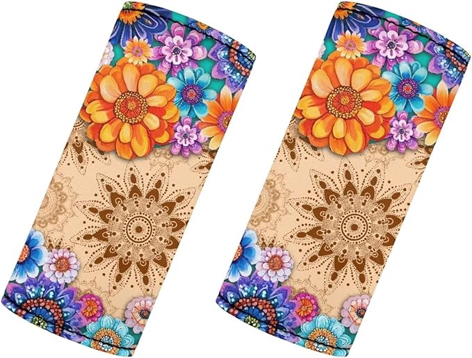 BIGCARJOB Boho Lotus Hippie Luggage Handle Wraps Set of 2 Pcs Identifier Travel Bag Wraps Women Suitcase Handle Sleeve Cover Door Handle Protector