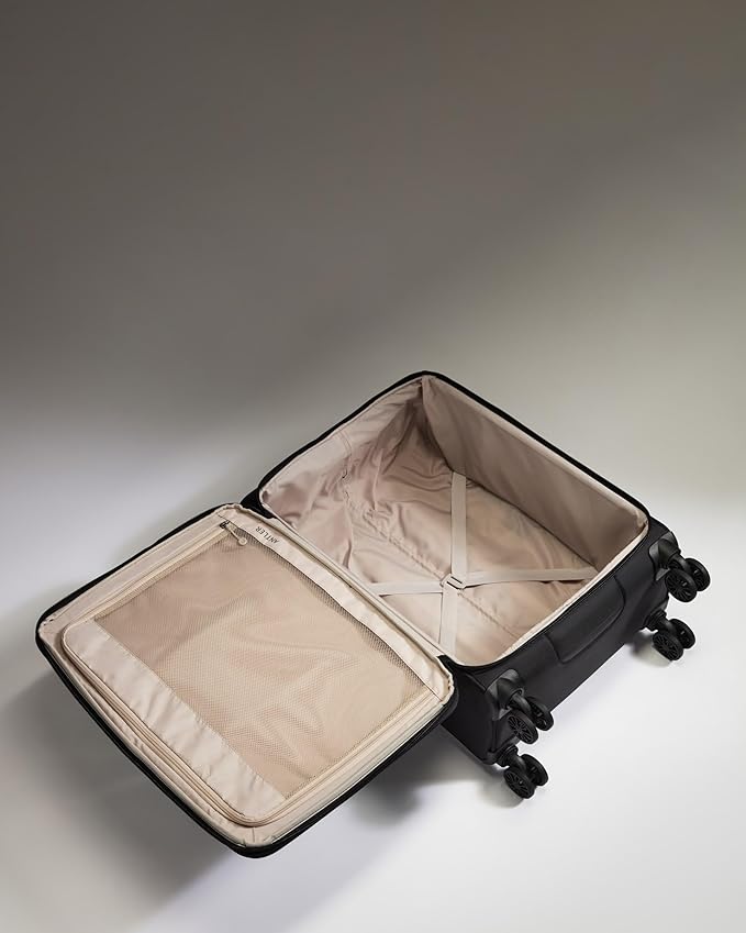ANTLER - Soft Stripe Medium Luggage - 27" Softside Suitcase, Adjustable Handle, 4 Spinner Wheels, Lightweight, Expandable, TSA Lock - Recycled Polyester Luggage - Black