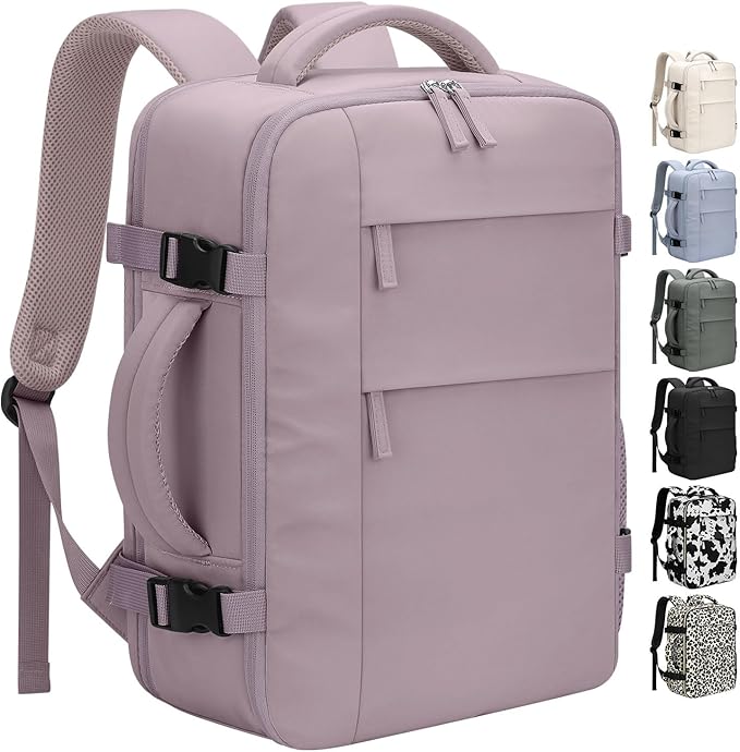 Pritent Travel Backpack for Women Man, Waterproof Laptop Backpack Travel Bag Airline Approved Carry on Weekender Overnight Bag Bookbag for Business,Travel, Work Fits 17.3 inch Laptop(Large,Purple)