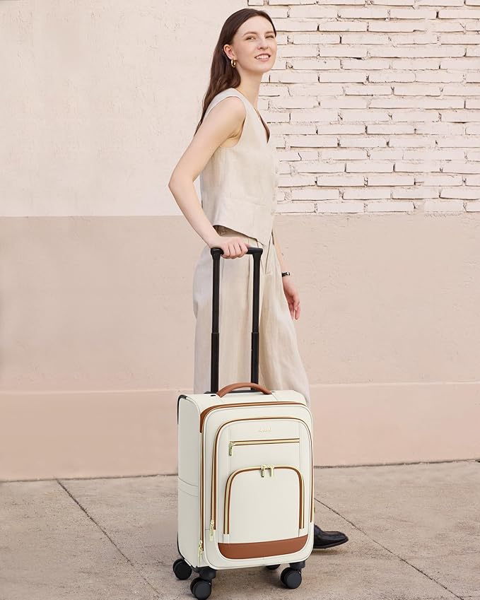 LOVEVOOK Carry on Luggage 22x14x9 Airline Approved, 22 Inch Large Rolling Suitcase with Garment Bag & Spinner Wheels, Softside Lightweight Underseat Carryon Luggage for Women Travel with TSA Lock