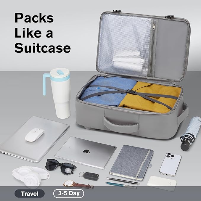 Practical Laptop Backpack, Next-Gen Bag for School Work Leisure & Travel, Luggage-Style Fashional Pack (Gray, 35L)