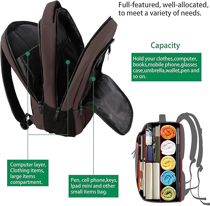 MATEIN 15.6 in Laptop Backpack, School Backpack with USB for Men Women and College Student, Sturdy Laptop Bag for Laptop Accessories Water Resistant Travel Backpack Functional Birthday Gifts