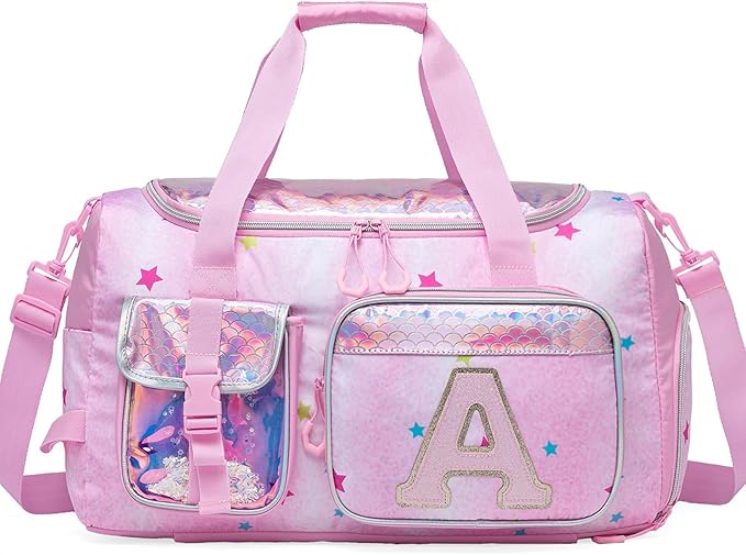 Kids Duffle Bag Girls Travel Bag for Kids Overnight Bag for Girls Dance Bag for Girl Weekender Bag Kid Gym Bag with Shoe Compartment for Travel