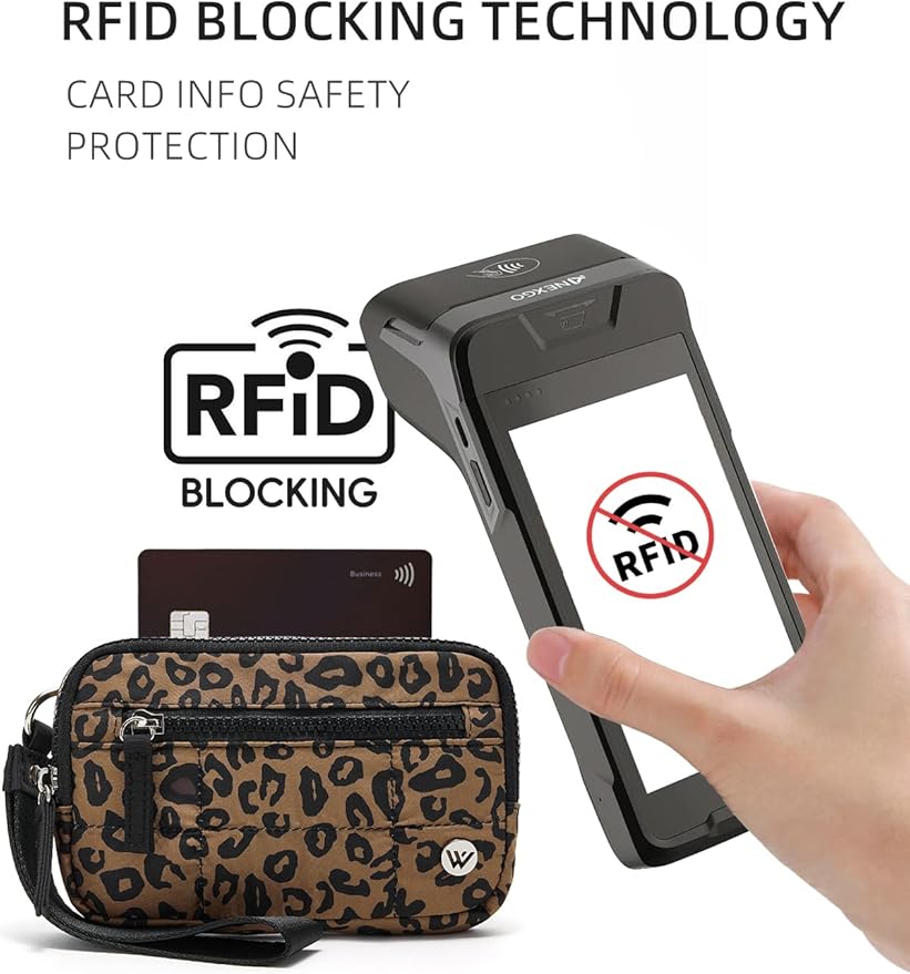WESTBRONCO Wristlet Wallets for Women – RFID Blocking Quilted Nylon Phone Wallet, Card Holder Purse for Travel & Everyday Use