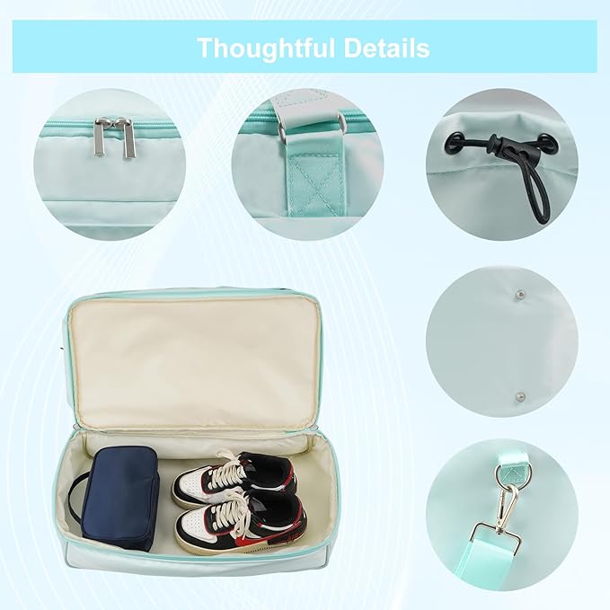 Carry On Travel Duffel Bag for Women & Men,Overnight Weekender Bag with Shoe Compartment,Trolley Sleeve and Adjustable Shoulder Strap,Business & Weekend Travel,Gym,Sports,Yoga & Dance(Blue)