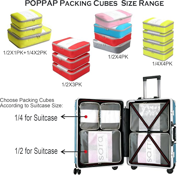 Packing Cubes for 26" Suitcase Travel Luggage Organizers - Travel Organizer Bags Luggage Clothes Accessories Storage Carry on Suitcase Packing Pouches Bag For Men Women Kids 1/4X4PACK