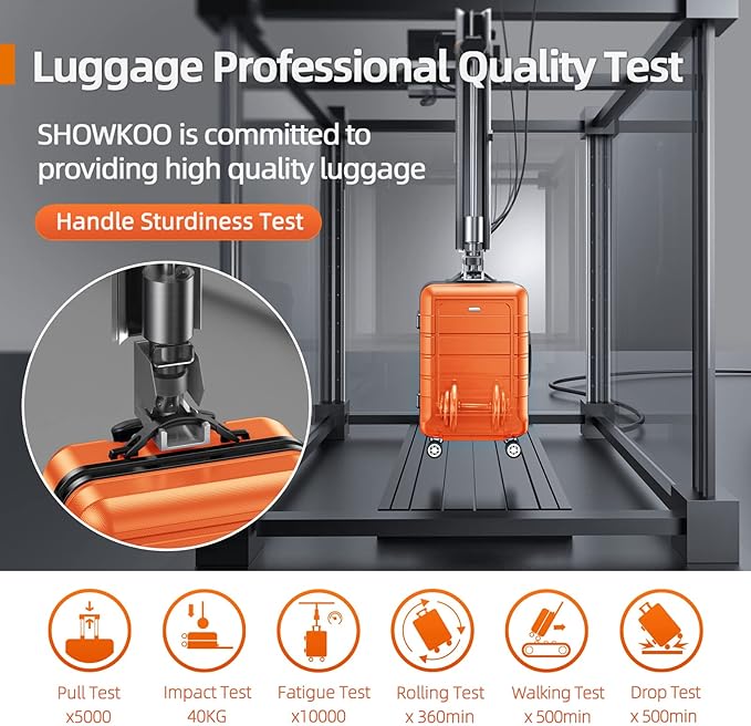 SHOWKOO Luggage Sets Expandable 100% PC Durable Suitcase Sets Double Wheels TSA Lock 4 Piece Luggage Set Orange