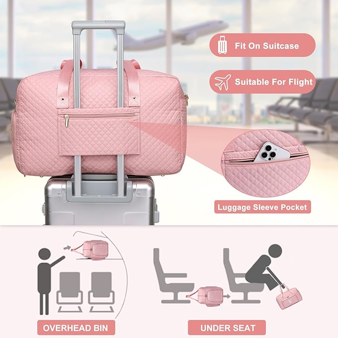 Initial Travel Duffle Bags for Women - Personalized Weekender Bag with Shoe Compartment Overnight Bags with Toiletry Bag Hospital Bag for Women Birthday Gifts for Mom Wife Friends Pink (Letter K)