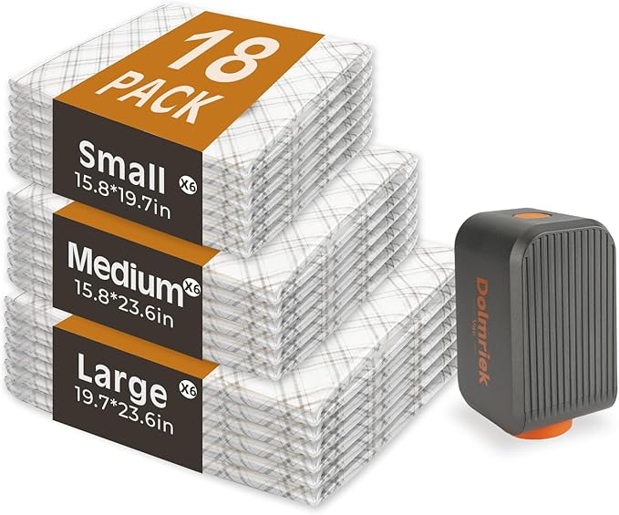 Travel Vacuum Storage Bags with USB Electric Pump, 18 Pack Compression Seal Bags for Luggage and Suitcase, Space Saver for Clothes and Clothing