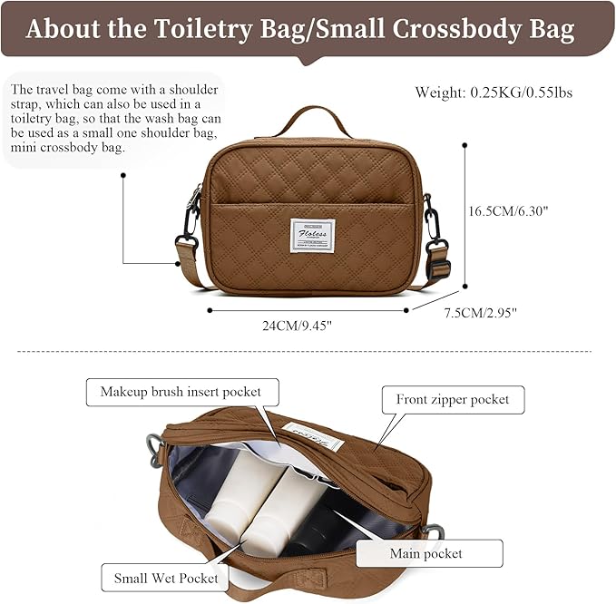 Weekender Bags for Women,Personal Item Travel Bag with Shoes Compartment,Overnight Travel Duffel Bag with Grid Toiletry Bag,Black & Brown