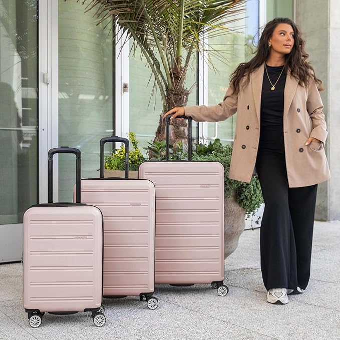 Travel Select Snowcreek Hardside Expandable Spinner Luggage Set w/USB Port, Pink, 3-Piece