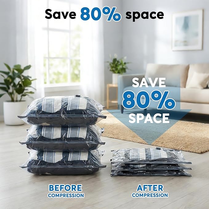 Mapambo Travel Vacuum Bags with -60000Pa LED Electric Pump, 9 Pack Vacuum Seal Bags for Clothing Travel in 3 Combo sizes, Space Saver Vacuum Storage Bags, Saving up to 80% of Space (9 Combo Size)