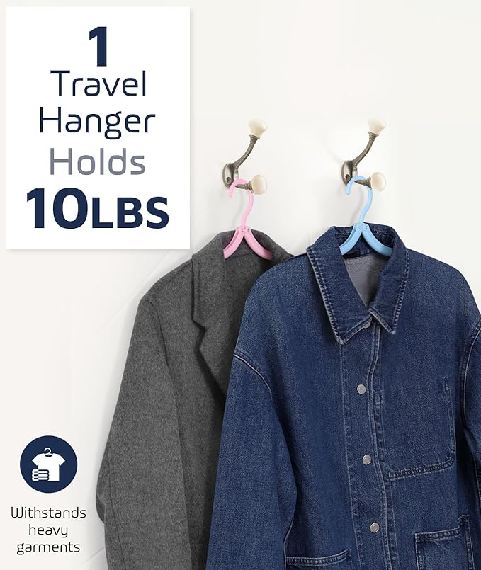 50 Pcs Travel Hangers, Cruise Ship Essentials Foldable Plastic Hangers Travel Essentials, Portable Cruises Must Haves 2026, for Suitcase, RV Camping Airplane Europe Vacation Essential