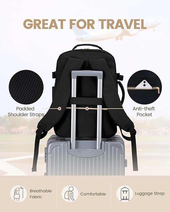 LOVEVOOK 50L Travel Backpack for Women Men,Waterproof Airline Approved Carry On Luggage Travel Essentials,TSA Carry On Backpack Personal Item Travel Bag Suitcase Weekender Traveling with Packing Cubes