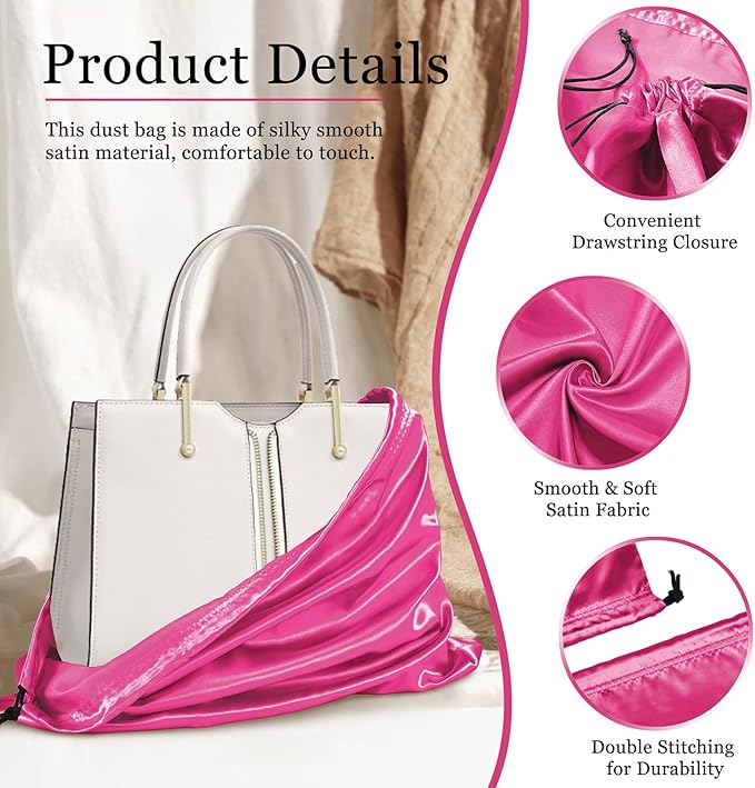 P Pothuiny 2 Pcs Satin Dust Bags for Handbags