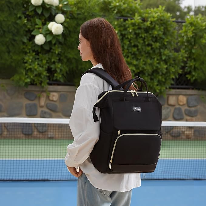 LOVEVOOK Laptop Backpack for Women with Giant Tumbler Holder Pocket, 18 inch Travel Work Bag Purse for Nurse Teacher, Waterproof Casual Daypack Bookbag for College Business