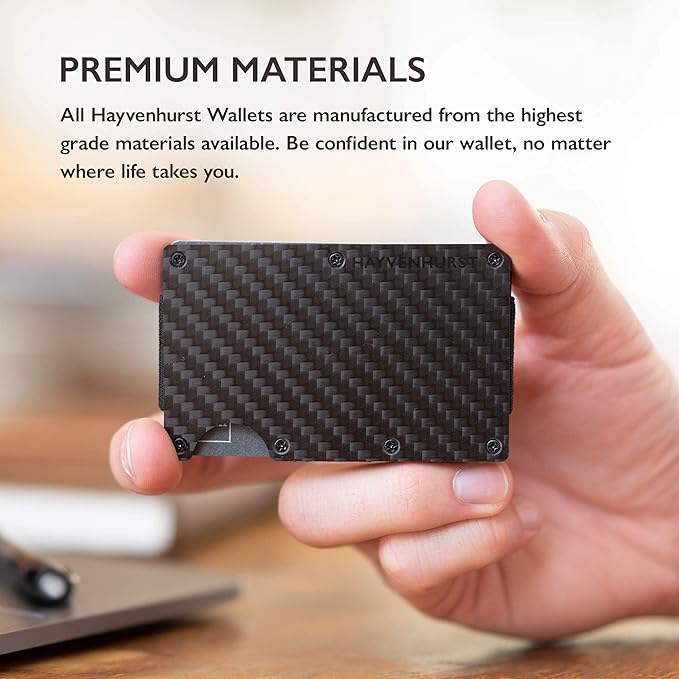 Hayvenhurst Wallet For Men - Reinvented Design Men's Wallet - Slim, Minimalistic & Seamless, Blocks RFID Scanners with a Money Clip (Carbon Fiber)