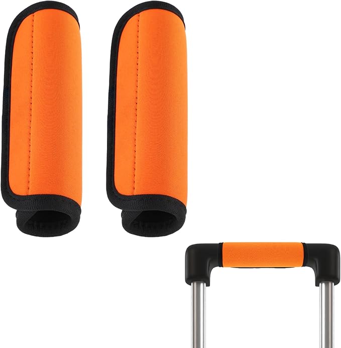 2Pack Luggage Handle Wrap for Suitcase Travel Essential Bright Orange Color Soft Luggage Identifiers for Suitcases Neoprene Material Comfortable Suitcase Handle Wraps for Traveling