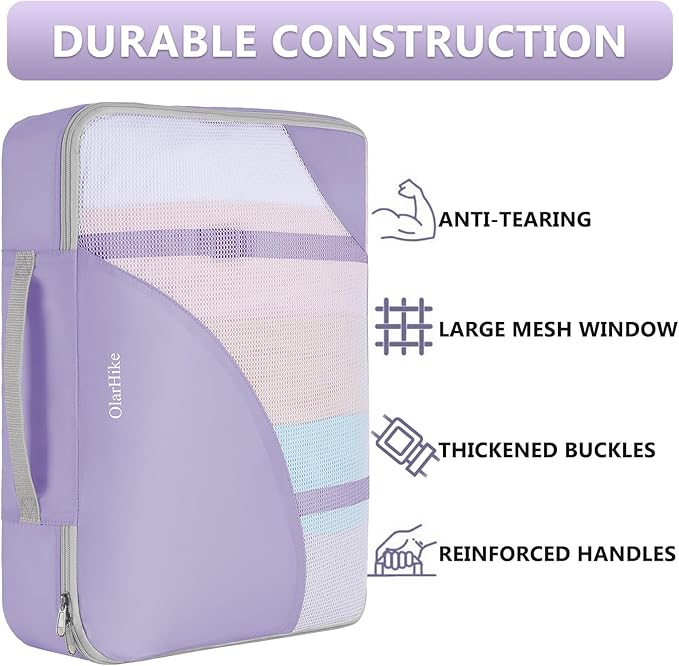 8 Set Packing Cubes for Travel, Gifts for Women Mom,Anti-Tearing Suitcase Organizer for Luggage with Shoe & Hanging Toiletry Bag,OlarHike Vacation Essentials & Accessories for Cruise Ship