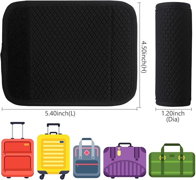 Luggage Handle Wrap for Suitcase/Carry On/Backpacks-Neoprene Luggage Handle Wraps Bright Luggage Identifiers/Tags/Spotter/Markers Travel Accessories/Essentials-Black