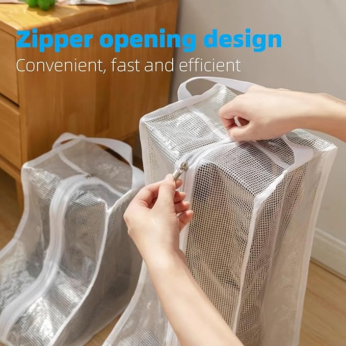 2 Pack Portable Water-Resistant Dust Proof Boot Storage Bags with Handle | Washable Shoe Bags for Travel & Closet Organizing (Short)