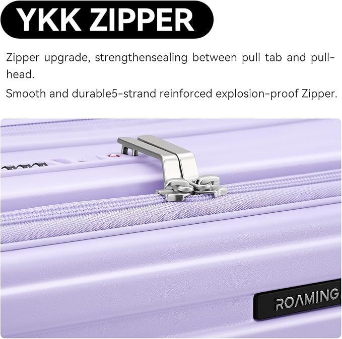 ROAMING 26-Inch Checked Luggage Expandable Front Opening Rolling Vacation Suitcase with Spinner Wheels and TSA Lock Cup Holder, PC Hard Shell Travel Trolley Case for Shout Business Trips purple