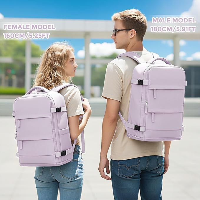 coowoz Large Travel Backpack For Women Men,Carry On Backpack,Hiking Backpack Waterproof Outdoor Sports Rucksack Casual Daypack Travel Essentials(Purple)
