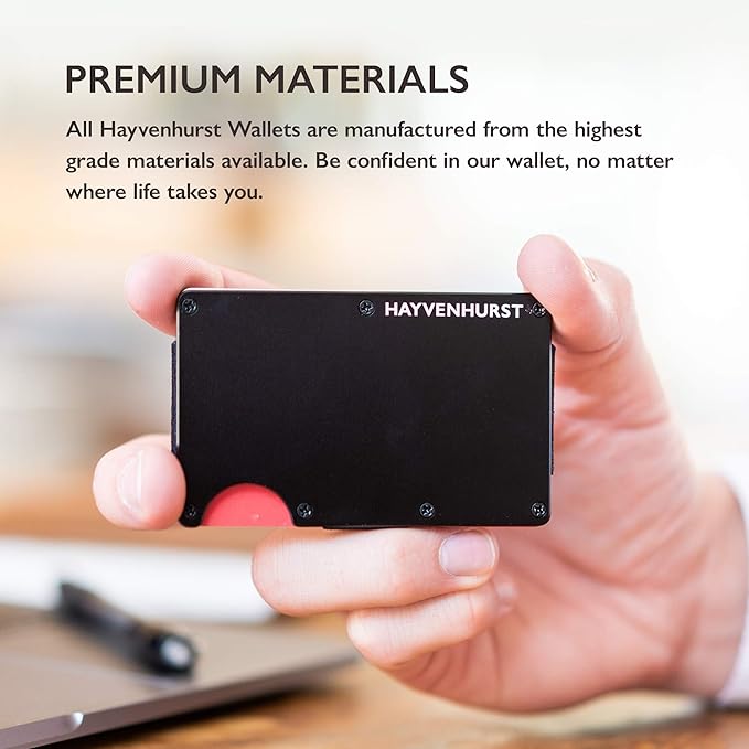 Hayvenhurst Wallet For Men - Reinvented Design Men's Wallet - Slim, Minimalistic & Seamless Card Case, Blocks RFID Scanners, Holds 12 Cards (Obsidian)