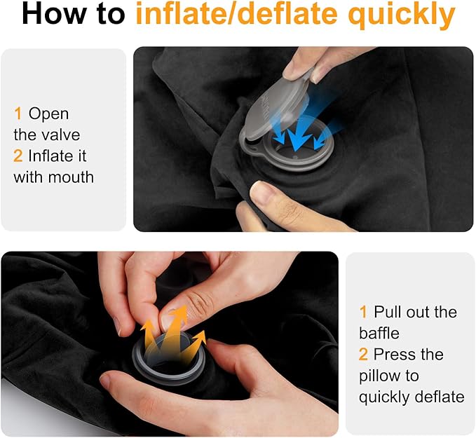 Inflatable Travel Foot Rest Pillow, Kids Airplane Bed, Adjustable Height Leg Pillow for Air Travel, Make a Flat Bed for Toddlers, Great for Airplane, Train, Car, Small Size（Black, 1 Pack）
