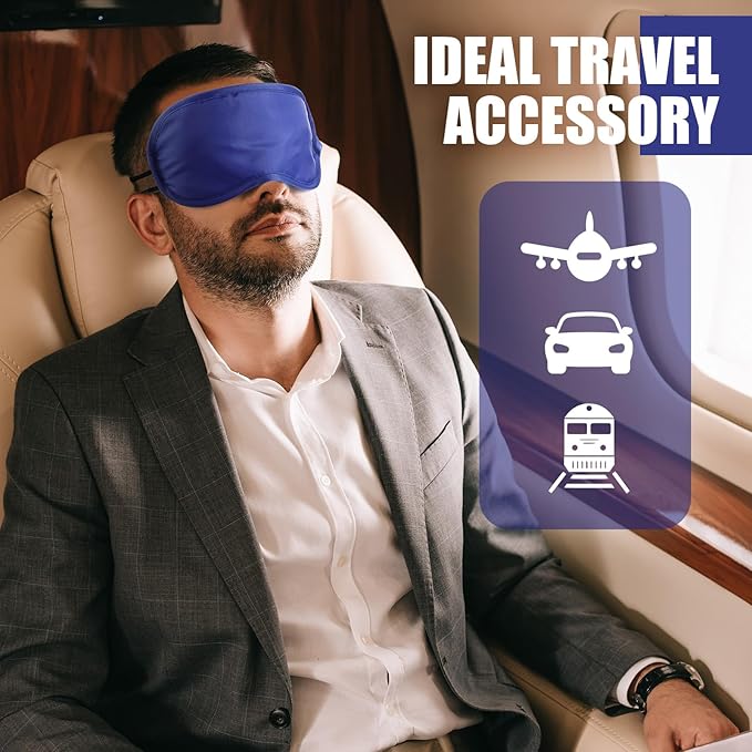 Tarpop 200 Pcs Eye Mask Sleeping Blindfold Eye Cover with Adjustable Strap for Games Party Team Building Travel Individually Wrapped Sleep Mask for Women Men (Blue)