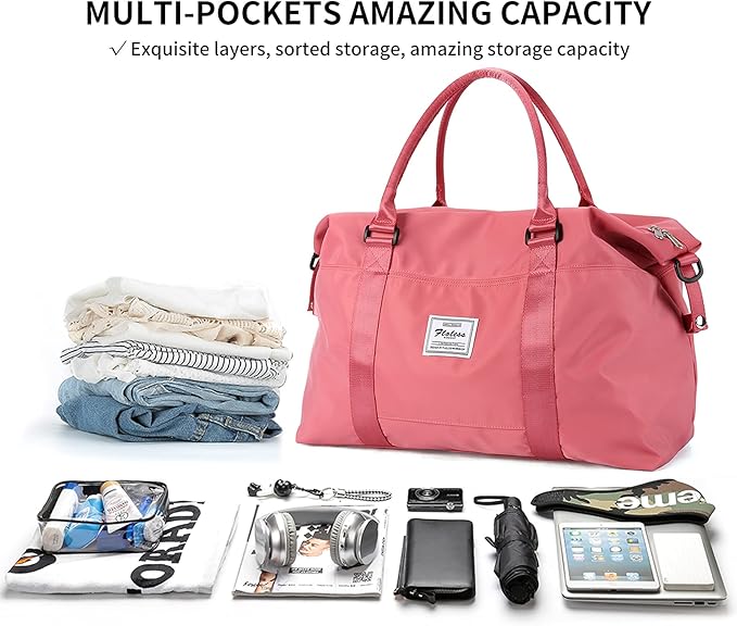 HYC00 Travel Duffel Bag,Carry-on Overnight Weekender Bags for Women,Sports Tote Gym Bag with Wet Pocket
