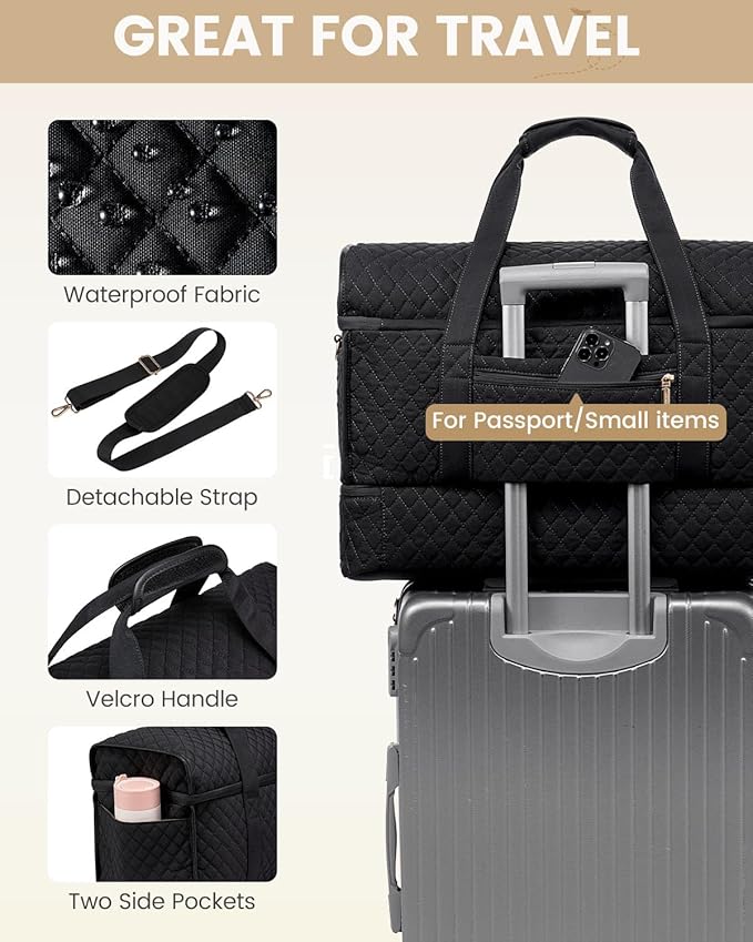 LOVEVOOK Large Travel Duffle Bag, Weekender Bags for Women With Shoe Compartment, Overnight Hospital Bag For Women Labor Delivery, Carry on Bag Personal Item Travel Bag, Yoga Gym Duffel Bag