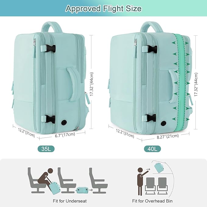 Large Travel Backpack for Women, 40L Carry On Backpack, 17 Inch Laptop Waterproof Backpack, College Bookbag, Backpack for Women, as Person Item Flight Approved