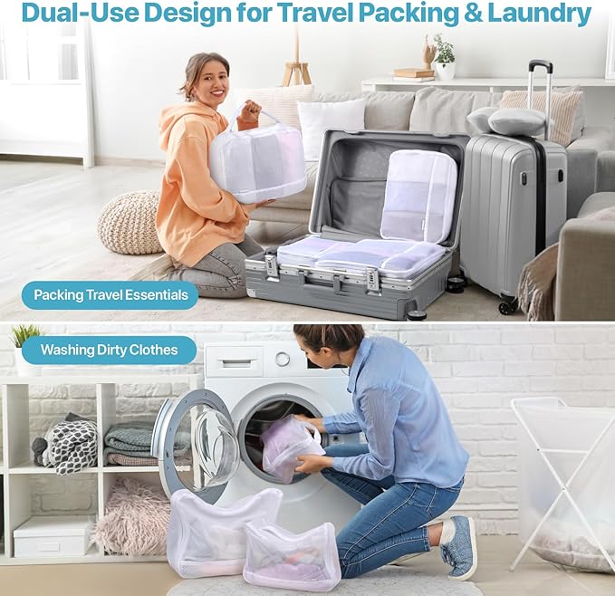Cambond Mesh Packing Cubes for Travel Women - Lightweight Travel Bags Luggage Packing Organizer Travel Cubes for Suitcase with Handle