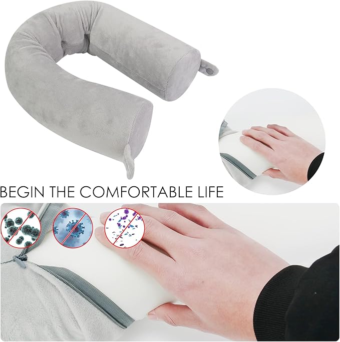 Travel Pillow-Twist Memory Foam Neck Pillow Support Pillow, Used for Neck, Chin, Waist and Leg Support-Suitable fo Airplanes, Buses, Trains.