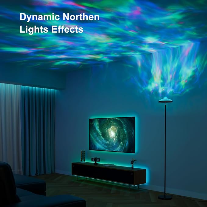 DUSKTEC 3-in-1 Floor Lamp, RGB Aurora & Galaxy Star Projector, 69", Black | Magnetic remote & touch, 1400 lm, 3000K–6000K tunable white, 10%–100% dimmable, 1 hr timer for bedrooms, kids' rooms & gaming