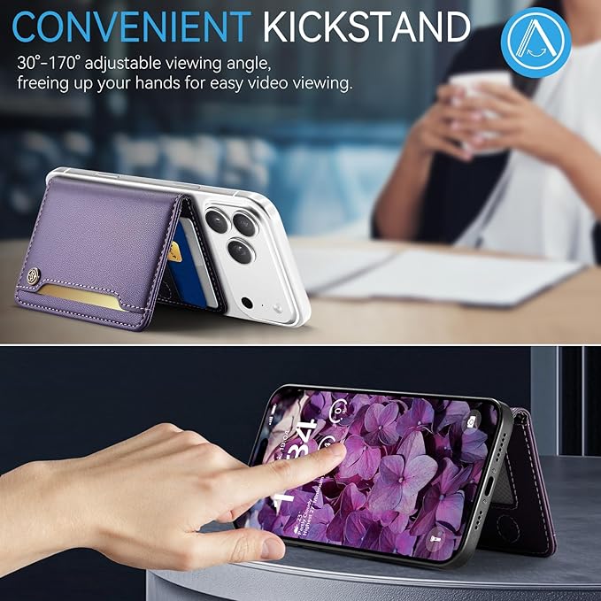 Vinich for MagSafe Wallet Magnetic RFID Blocking Card Holder Compatible with MagSafe Phones and Cases, Strong Magnet Minimalist Phone Wallet for iPhone 17/16/15/14/13/12/ Pro/Max/Plus, Purple