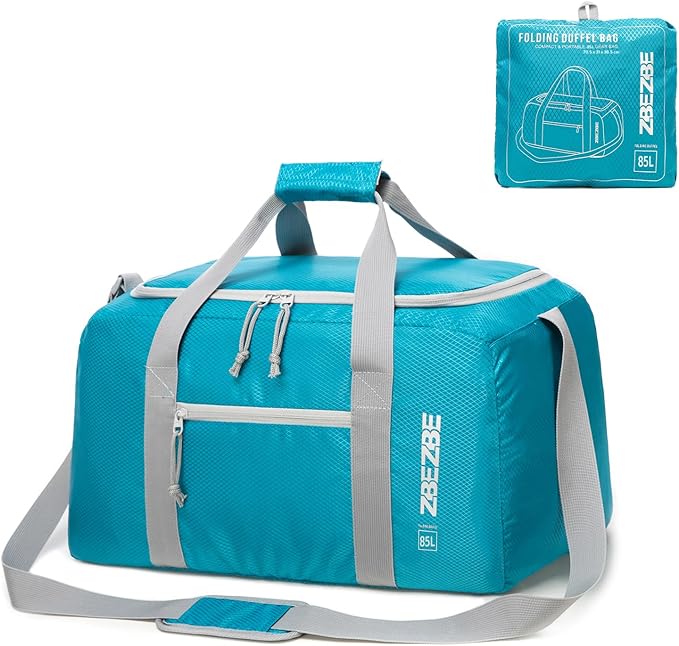 Foldable Travel Duffel Bag, Lightweight & Easy to Carry Water-Repellent Duffle Bag - 2-Way Zipper & Interior Pouch, Ideal for Weekend Trips, Daily Use,Camping，Sports