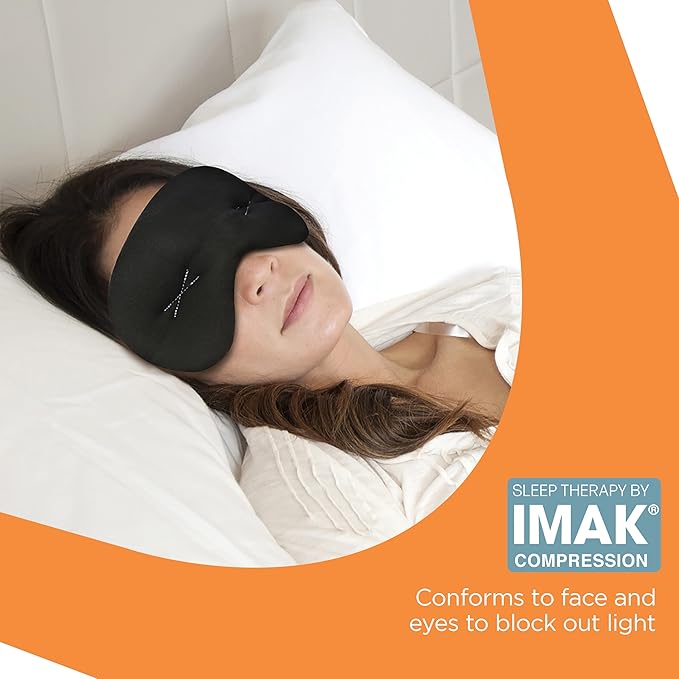 Brownmed Eye Pillow - Compression Eye Mask for Headache Support - Soothes Strain - Eases Sinus Pressure - Cooling - Universal Fit - Breathable Cotton - Washable & Reusable - Black