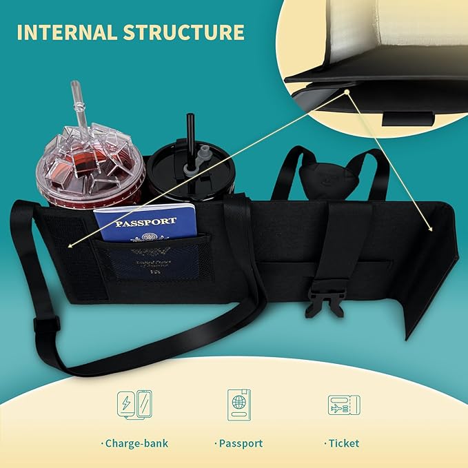 Travel Luggage Cup Holder, Liveagain Drink Caddy, Luggage Cup Holder Attachment, Free Hand Suitcase Drink Carrier for Drinks Beverages, Coffee, Bottles, Snack (Black)