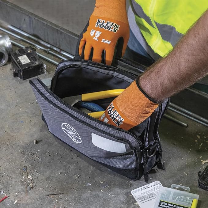 Klein Tools Tool Pouch, Dual Compartments, Heavy-Duty Tool Bag Organizer, Multipurpose Bag